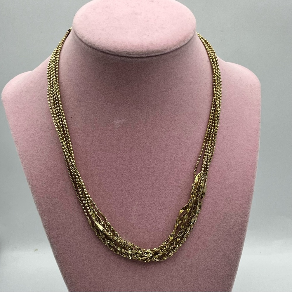 Elegant 2028 Gold Multi-Strand Necklace with Rope Texture